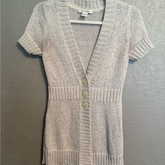White House Black Market Sweaters - White House Black Market Cream Color Short Sleeve Cardigan